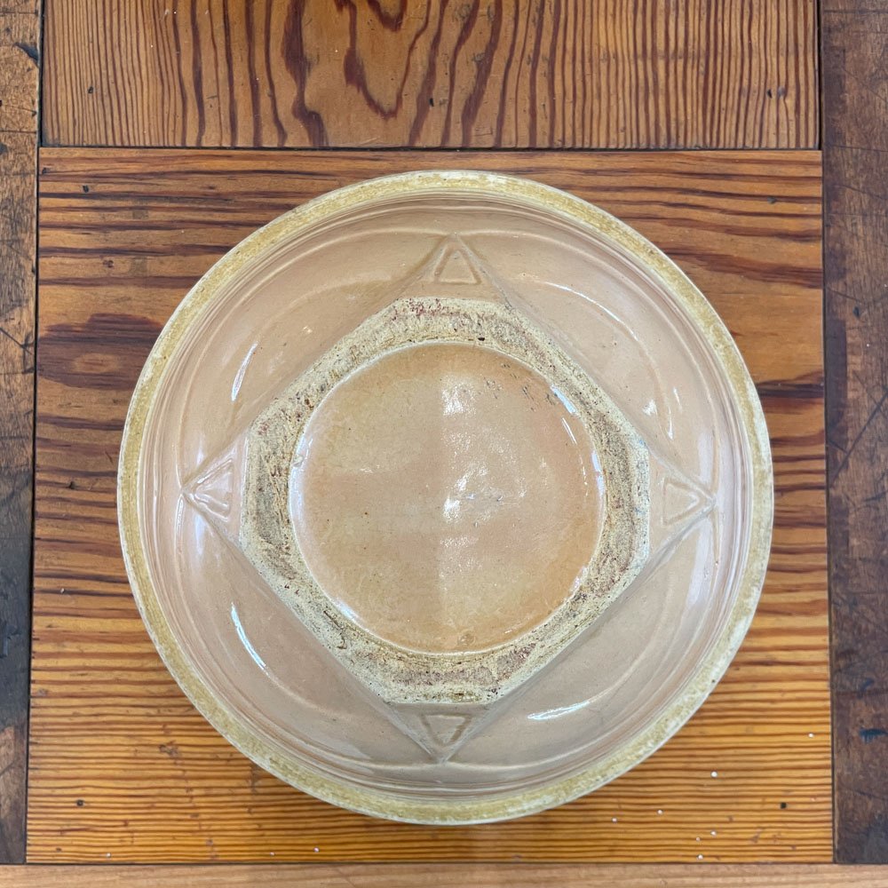 Art Deco Stoneware Mixing Bowl with Evansville Lumber Company Print - Aurora Mills