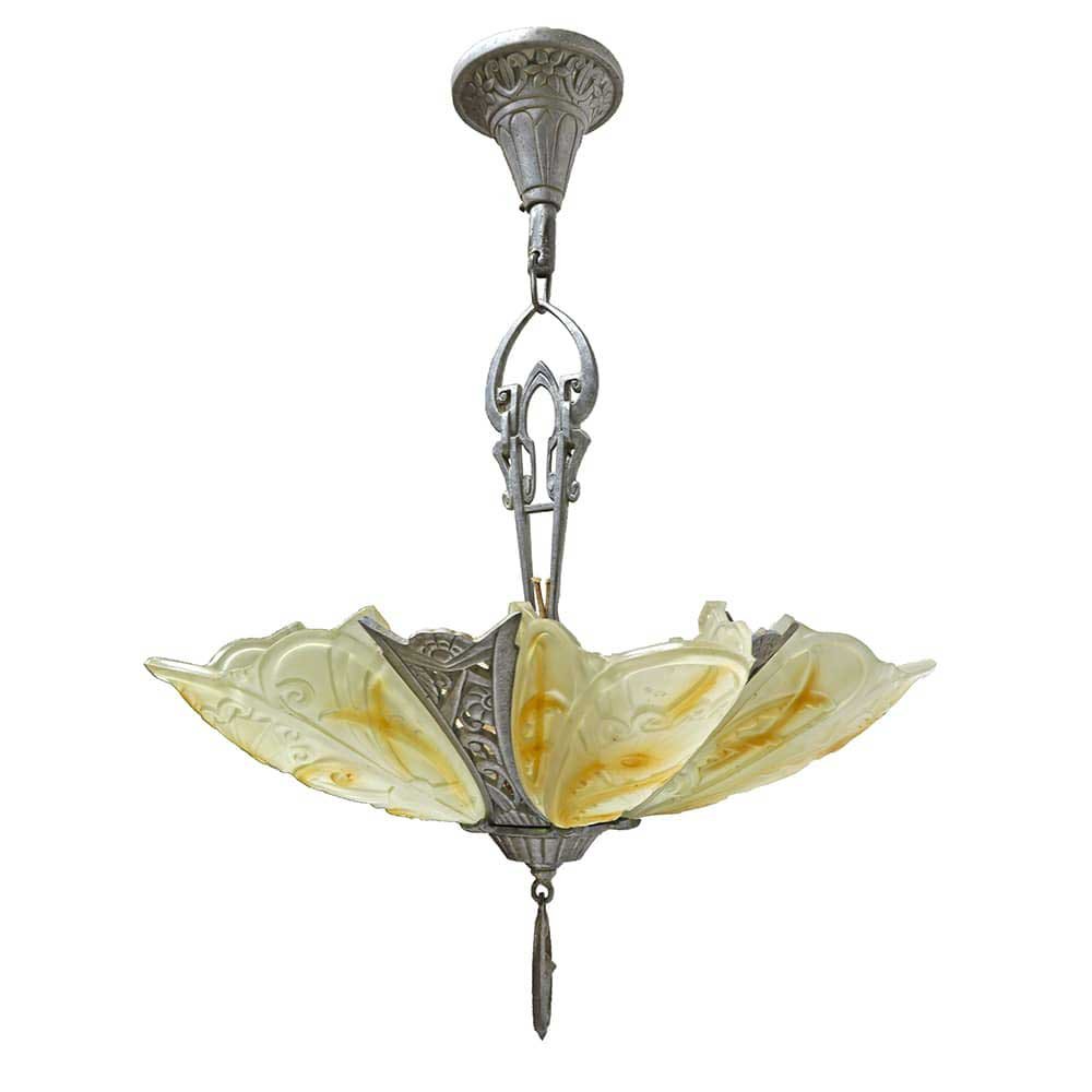 Lincoln Medieval 5- Light Deco Chandelier With Marbleized Slipper