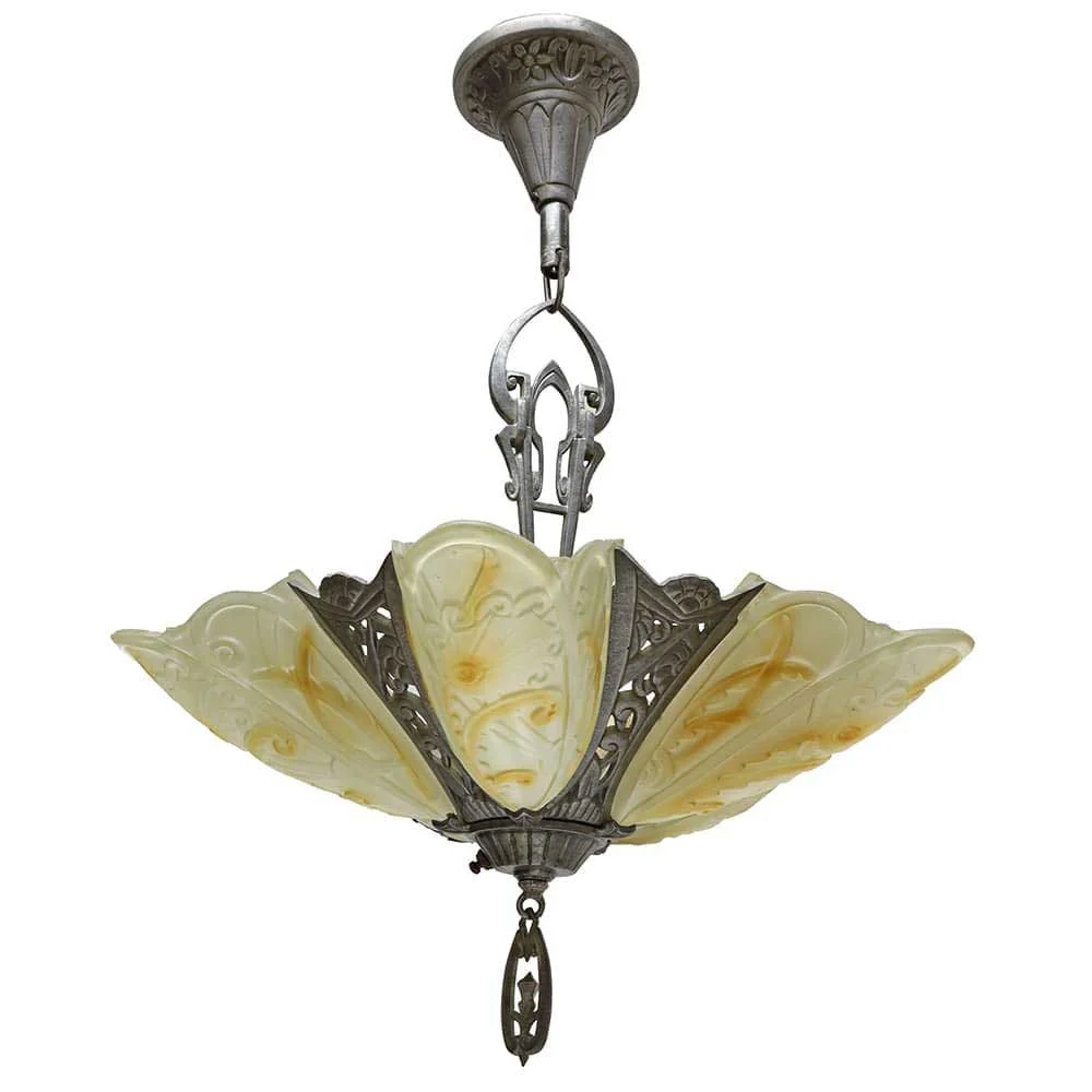 Lincoln Medieval 5- Light Deco Chandelier With Marbleized Slipper