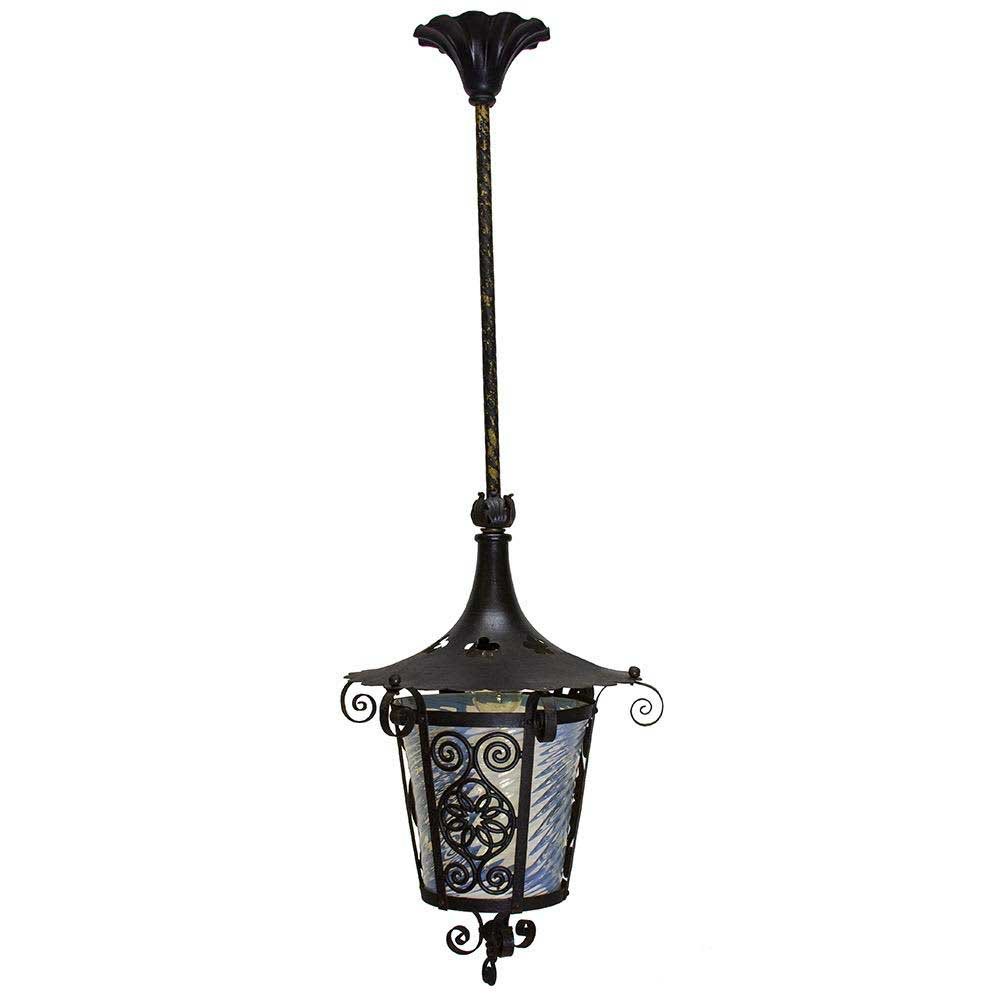 Ornate Vaseline Glass Light Fixture - Aurora Mills