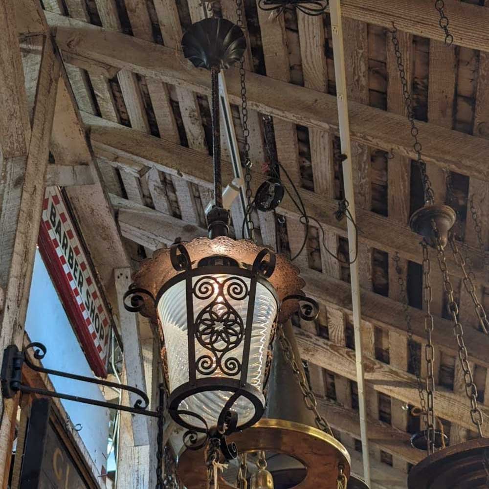 Ornate Vaseline Glass Light Fixture - Aurora Mills