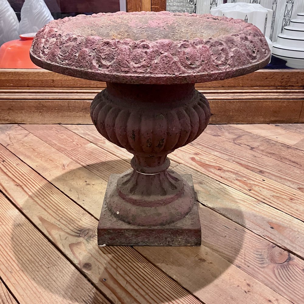 Red Cast Iron Garden Urn