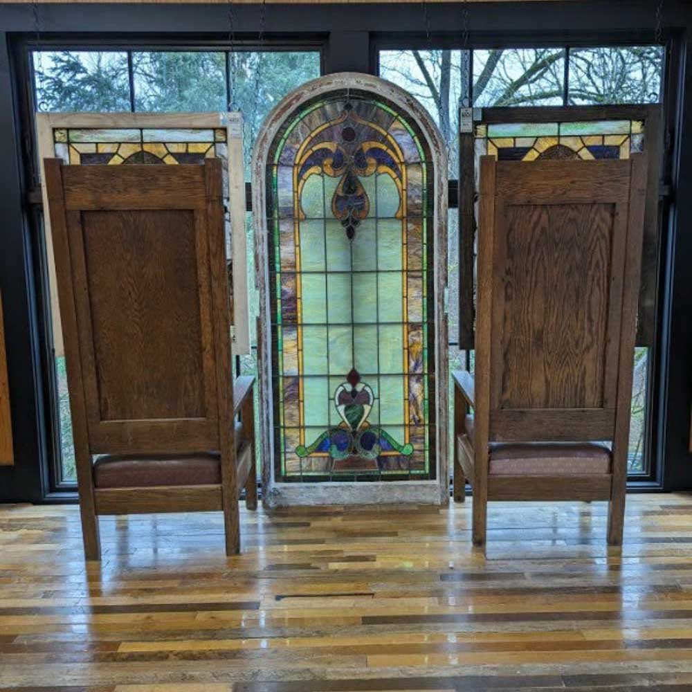 Oak Fraternal Lodge Chairs - 1 Pair - Aurora Mills