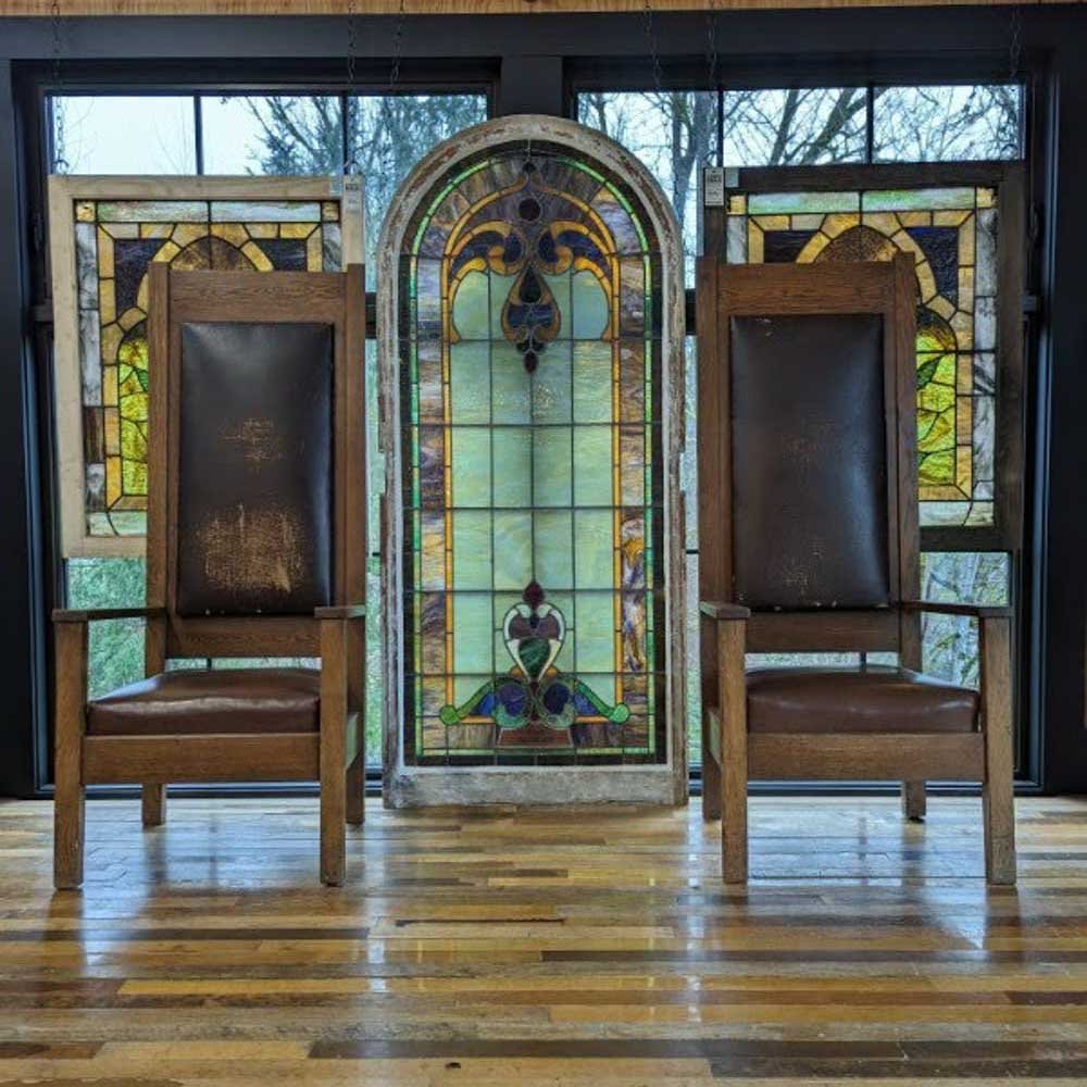 Oak Fraternal Lodge Chairs - 1 Pair