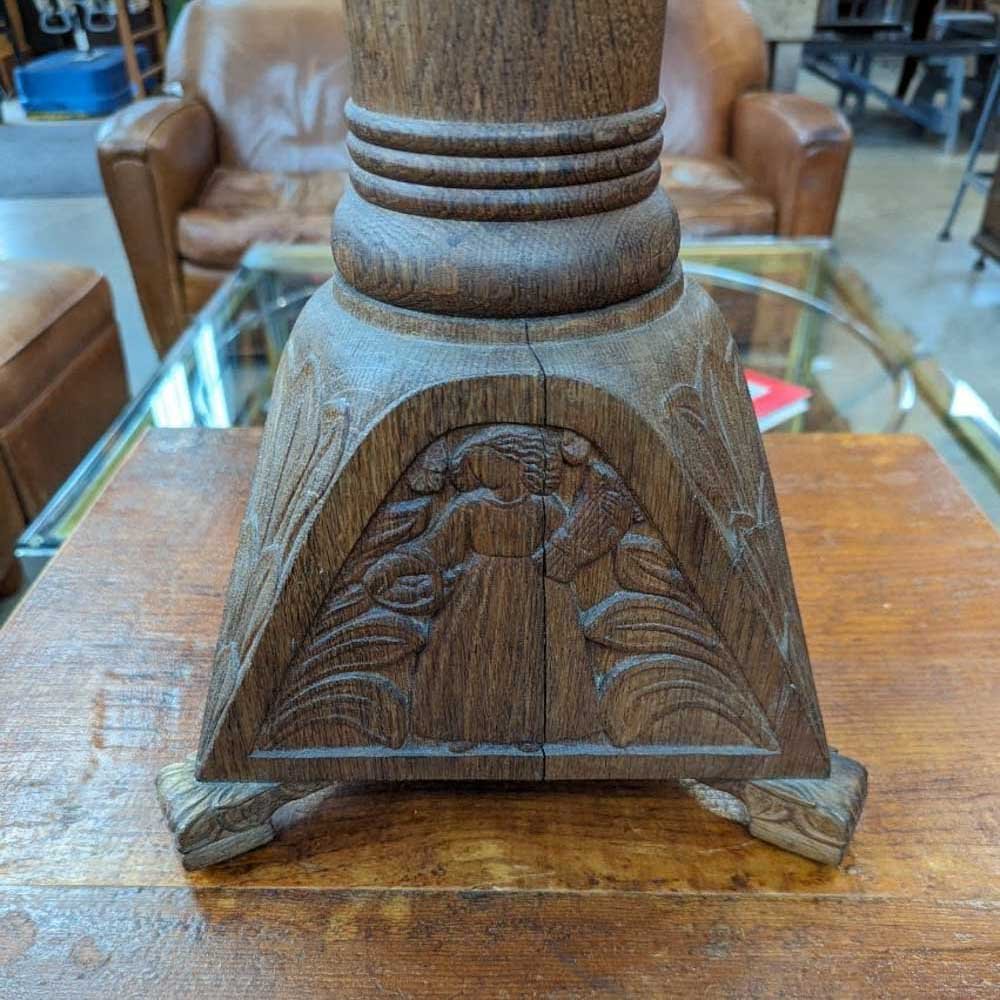 Danish Carved Oak Candle Stand - Aurora Mills