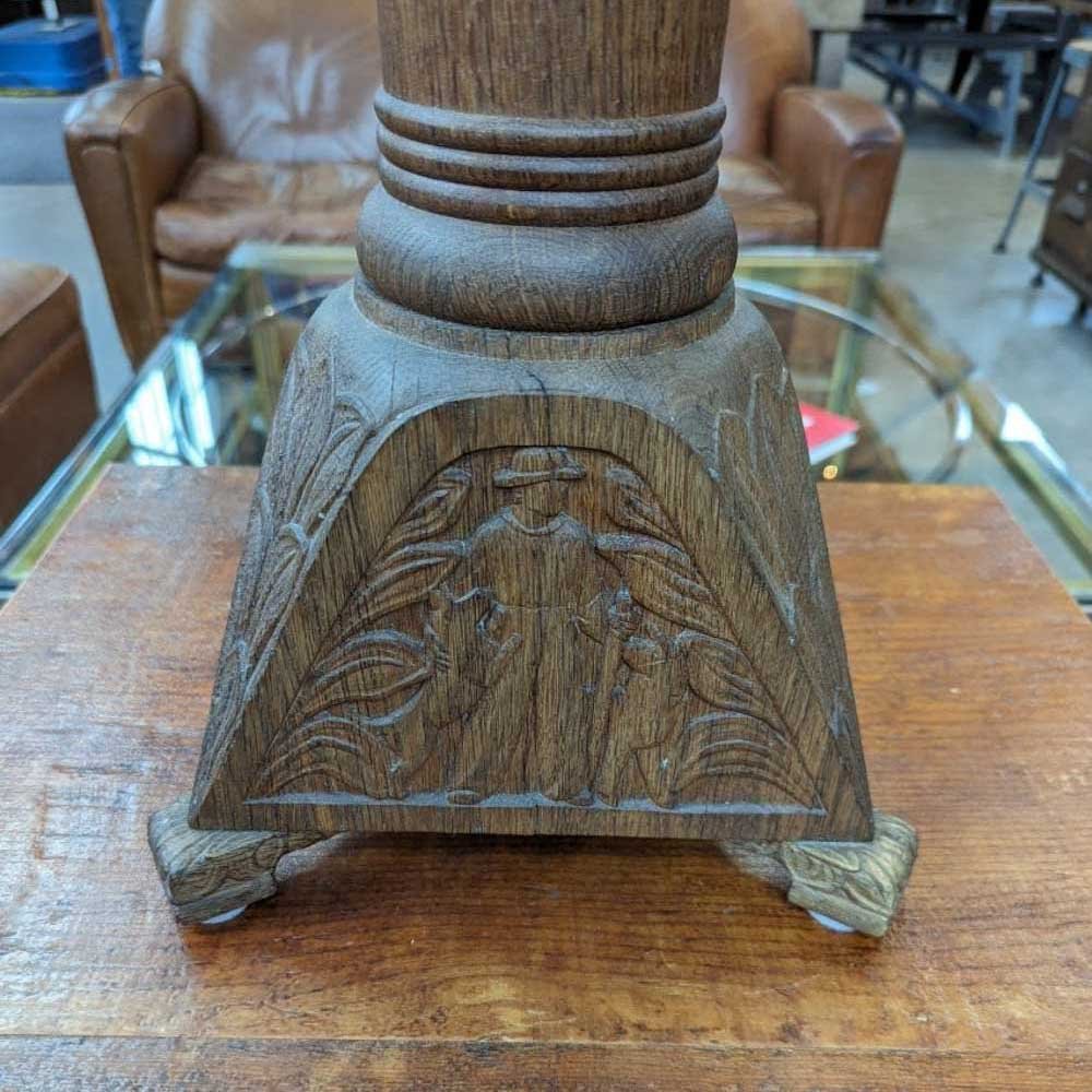 Danish Carved Oak Candle Stand - Aurora Mills