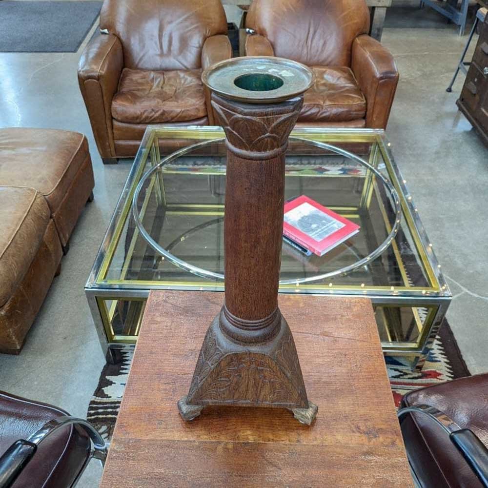 Danish Carved Oak Candle Stand