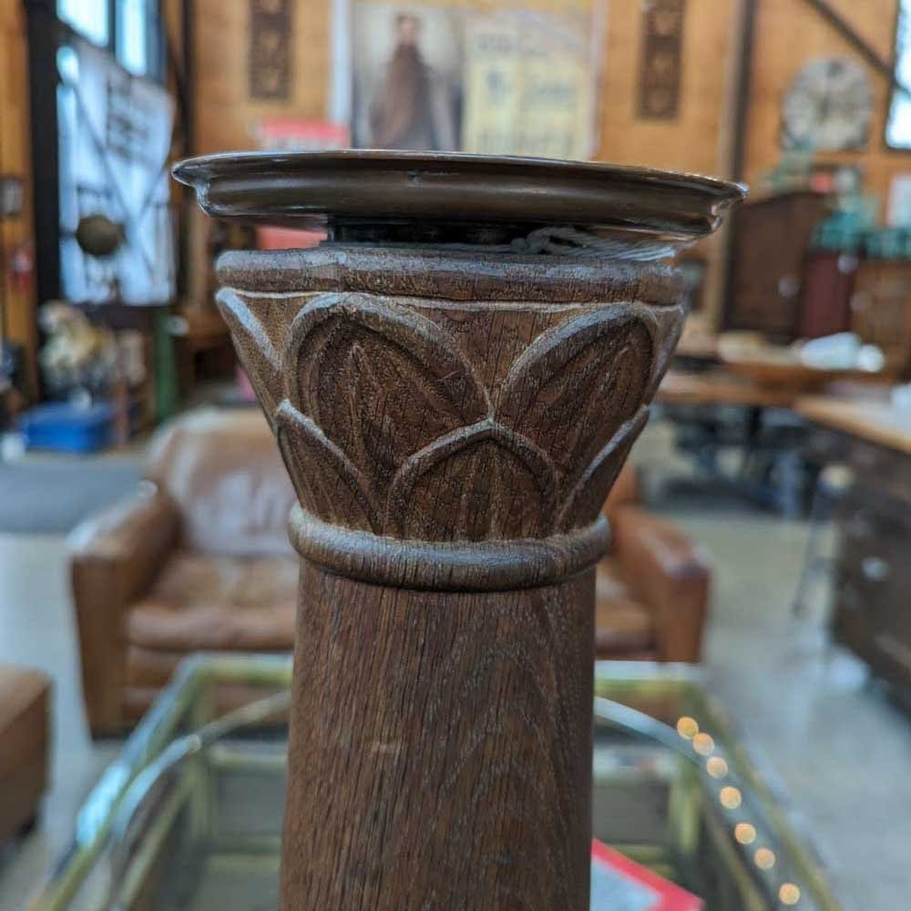 Danish Carved Oak Candle Stand - Aurora Mills