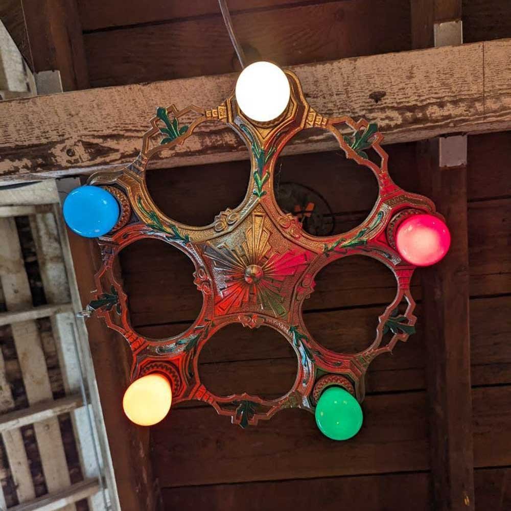1930s Bare Bulb Pendant Chandelier - Aurora Mills