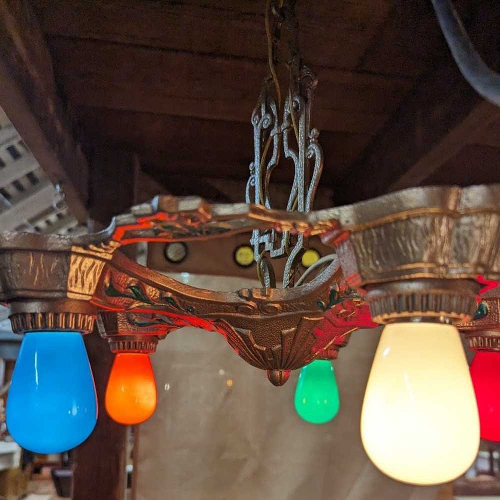 1930s Bare Bulb Pendant Chandelier - Aurora Mills