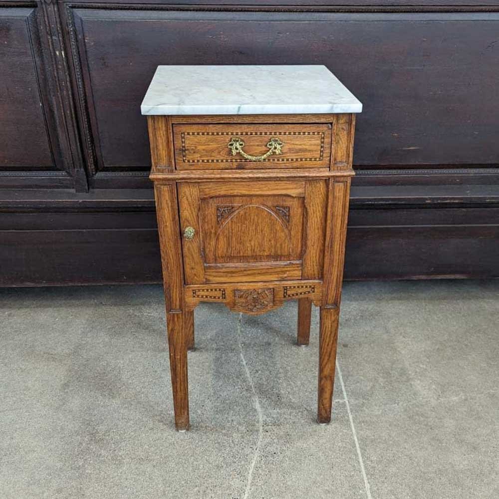 Oak and Marble Side Table