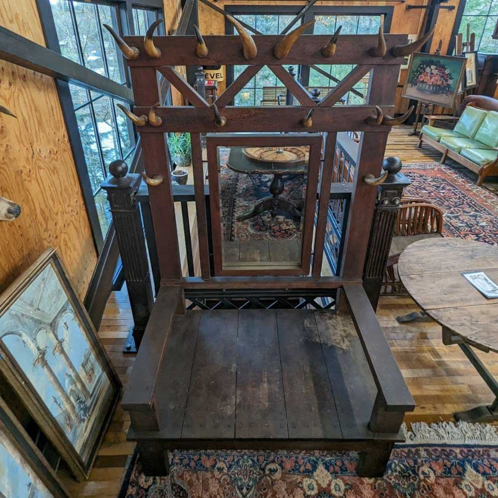 Early 20th Century Horned Throne Chair