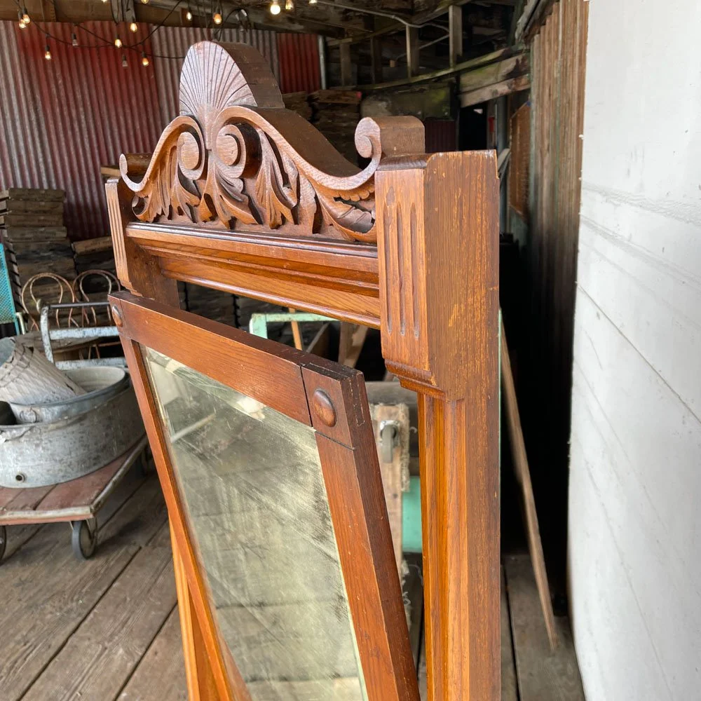 Oak Eastlake Standing Mirror — Aurora Mills