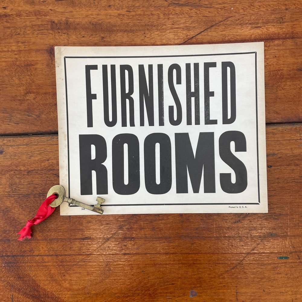 Furnished Rooms Paper Sign