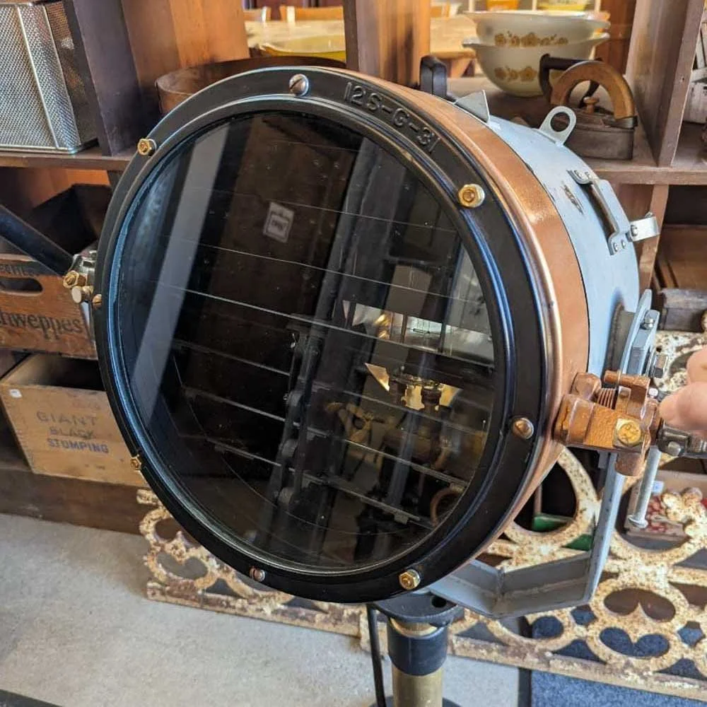 General Electric WWII Spotlight With Brass and Steel Base — Aurora