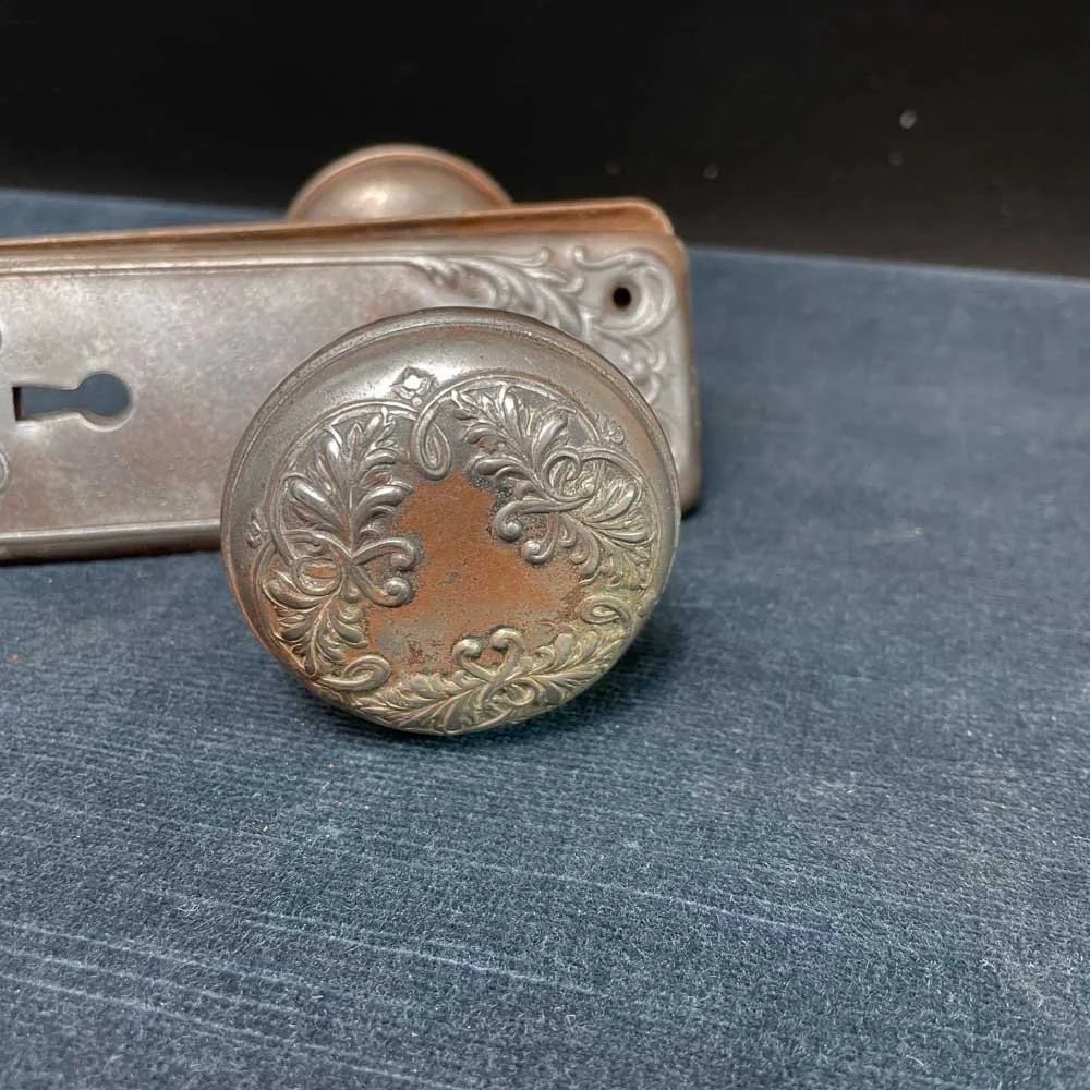 P F Corbin Loraine Door Knob and Plate Set — Aurora Mills