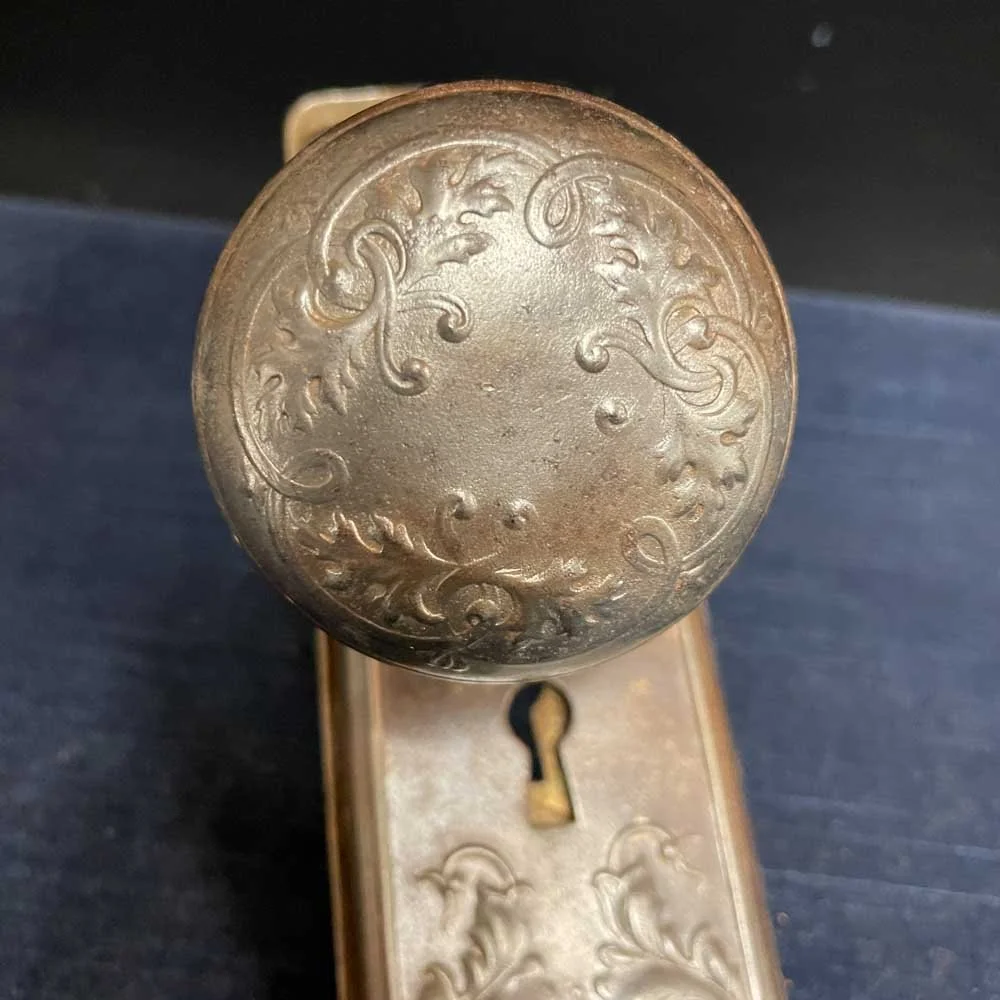 P F Corbin Loraine Door Knob and Plate Set — Aurora Mills