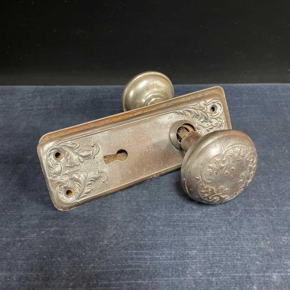 P F Corbin Loraine Door Knob and Plate Set — Aurora Mills