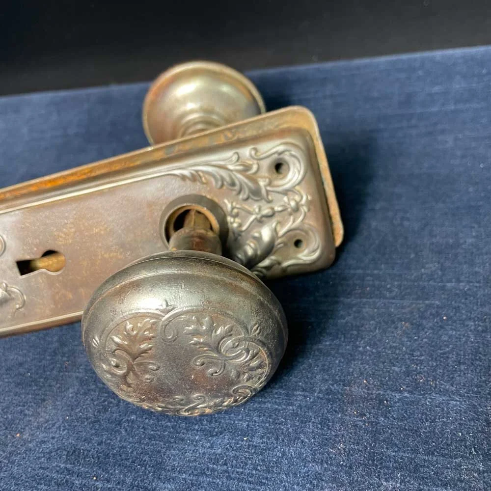 P F Corbin Loraine Door Knob and Plate Set — Aurora Mills