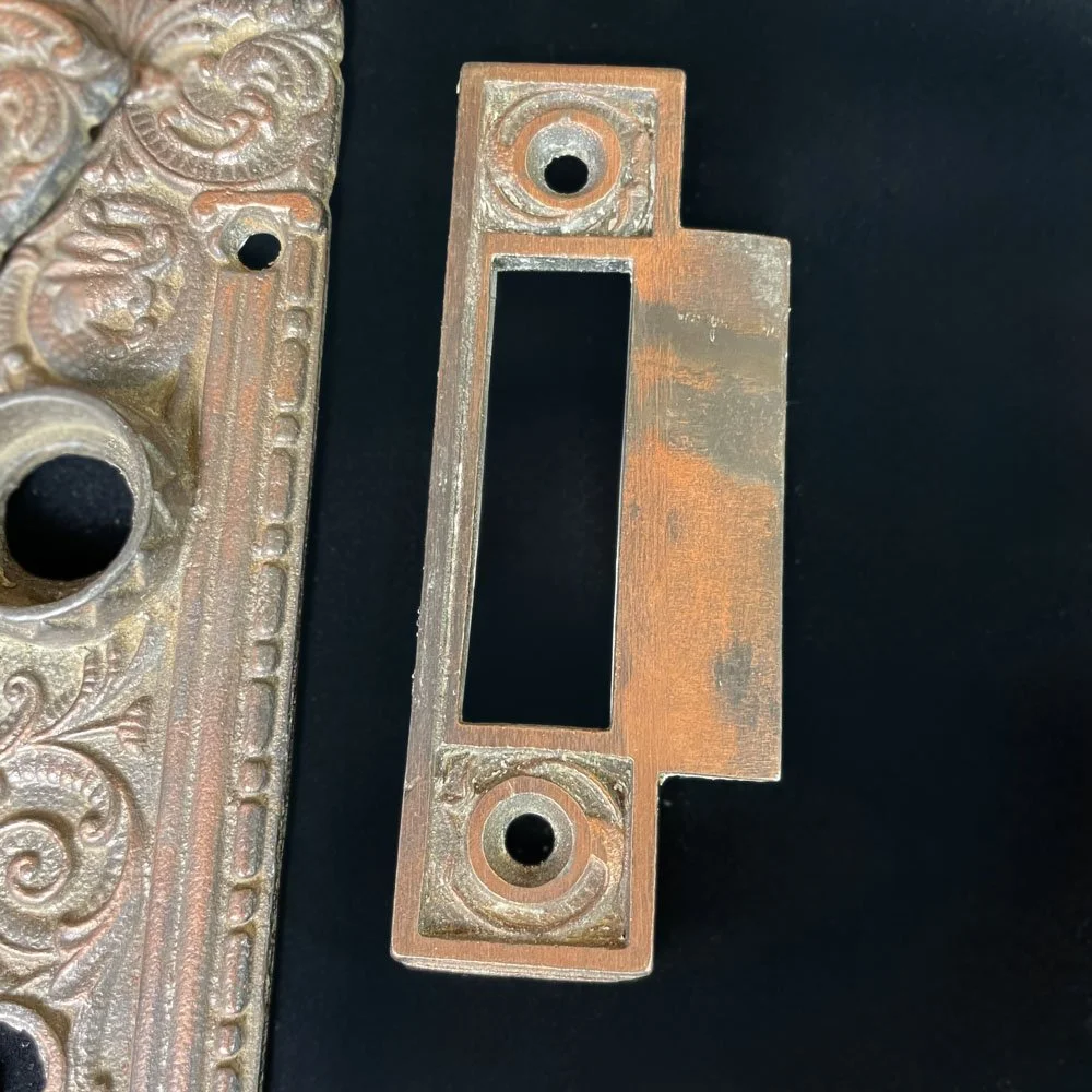 Portulaca Door Knob and Plate Set with Strike — Aurora Mills