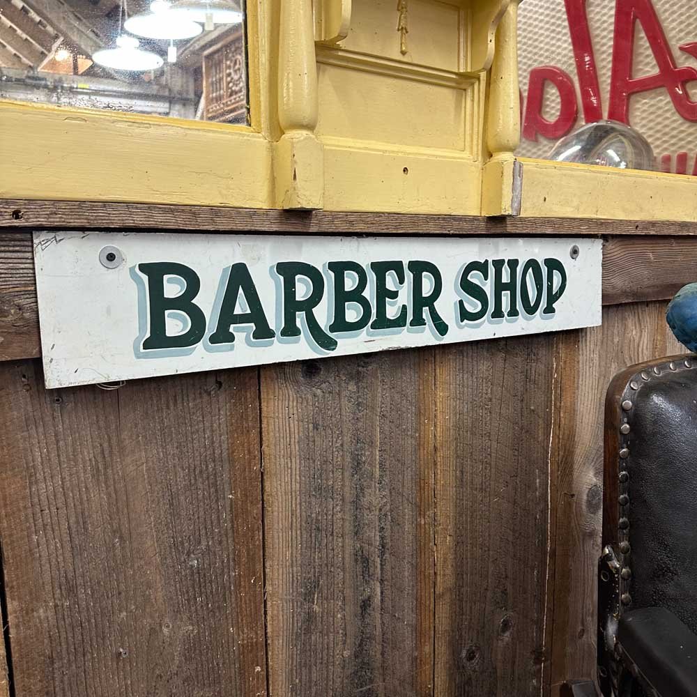 Green & White Barber Shop Sign
