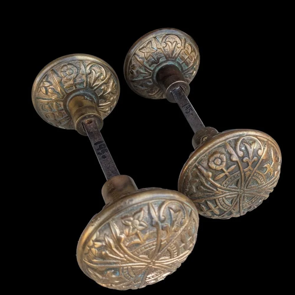 Nashua / Lockwood Fourfold Floral Door Knob Pair