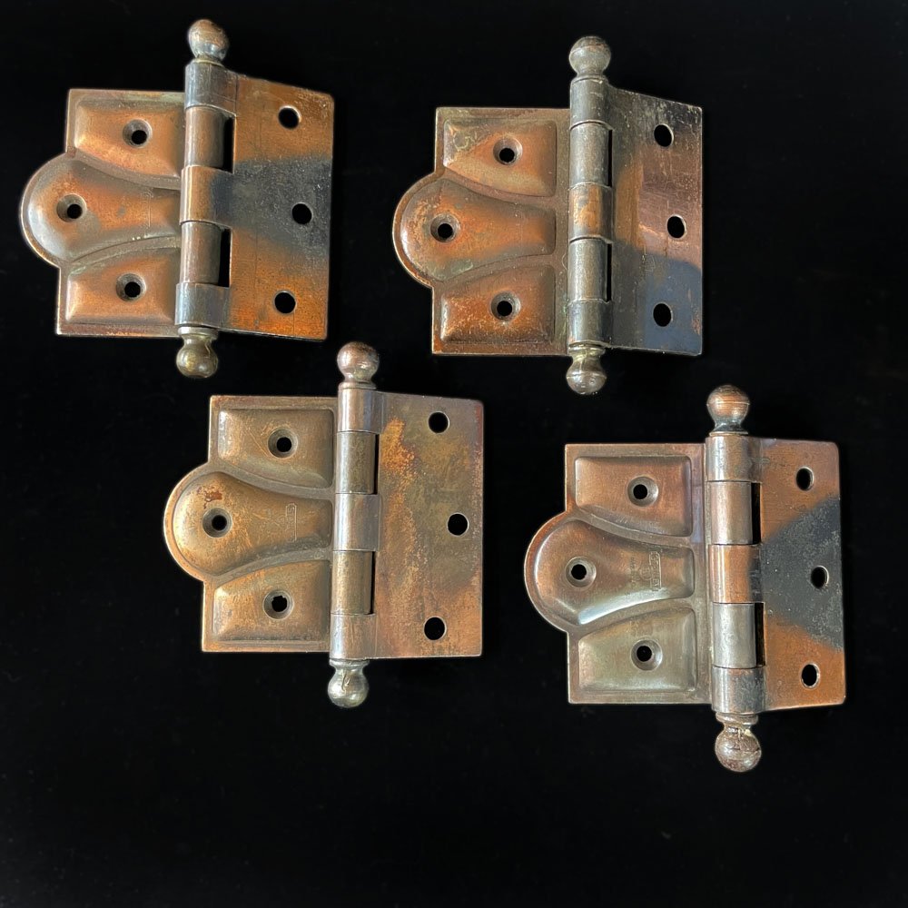 Pair of Stanley Sweetheart Japanned Ball Tip Offset Decorative Hinges, 3.5"