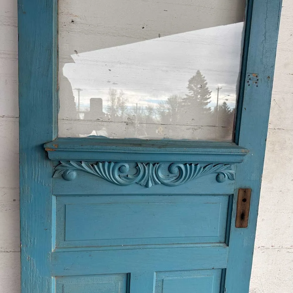 Robin's Egg Blue Half-Lite Victorian Door — Aurora Mills