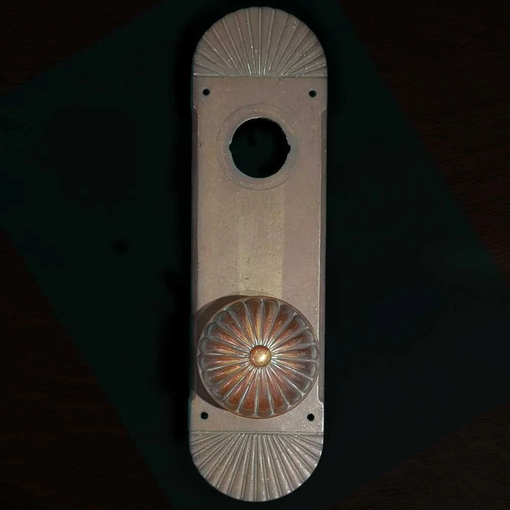 Falmouth Doorknob Pair and Door Plate Set by Reading Hardware, circa 1896