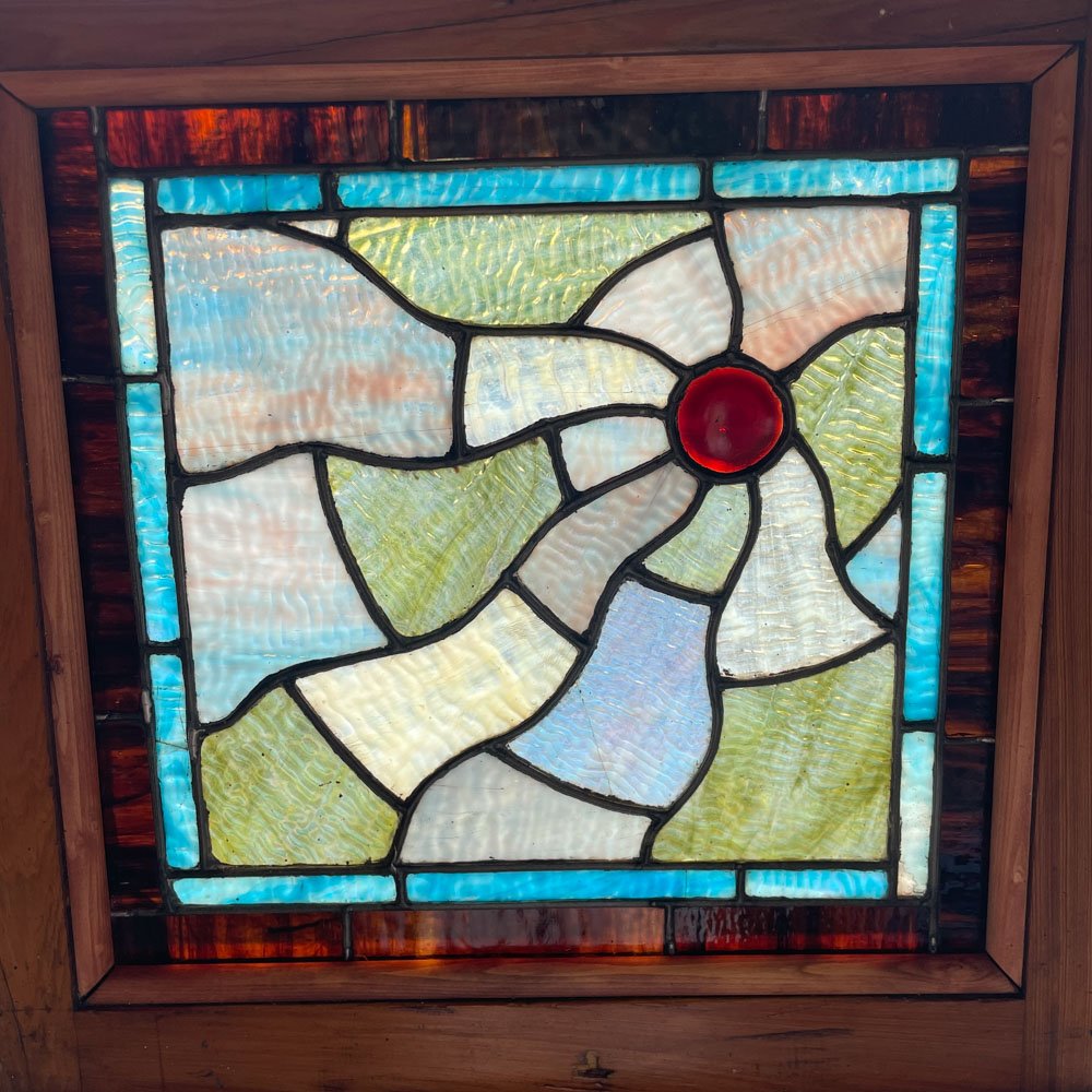 Pair of Eclectic Stained Glass Windows