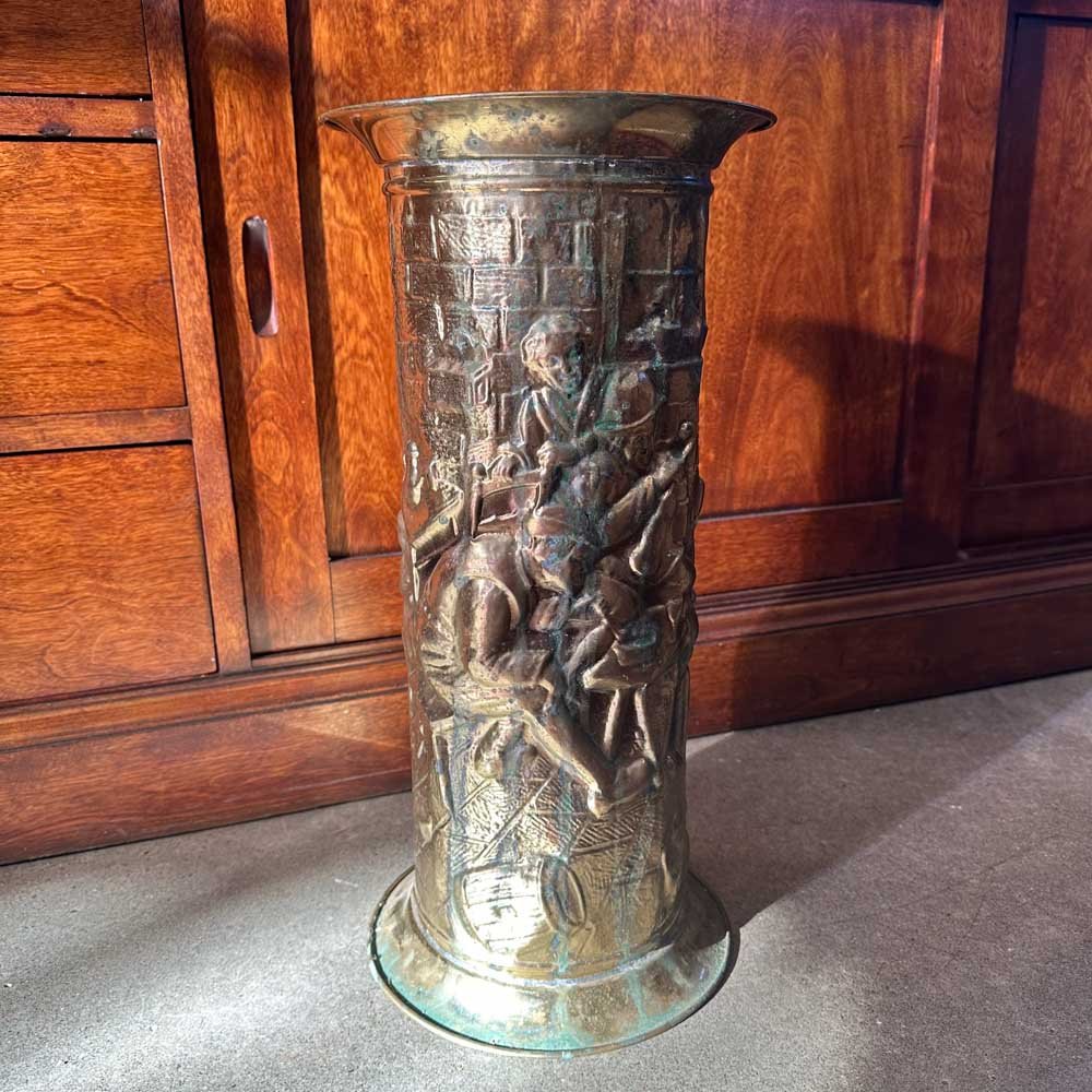 Embossed Brass Umbrella Stand