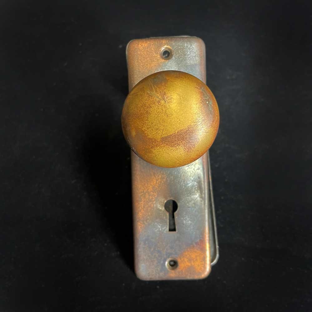 Petite Japanned Knob and Door Plate Set