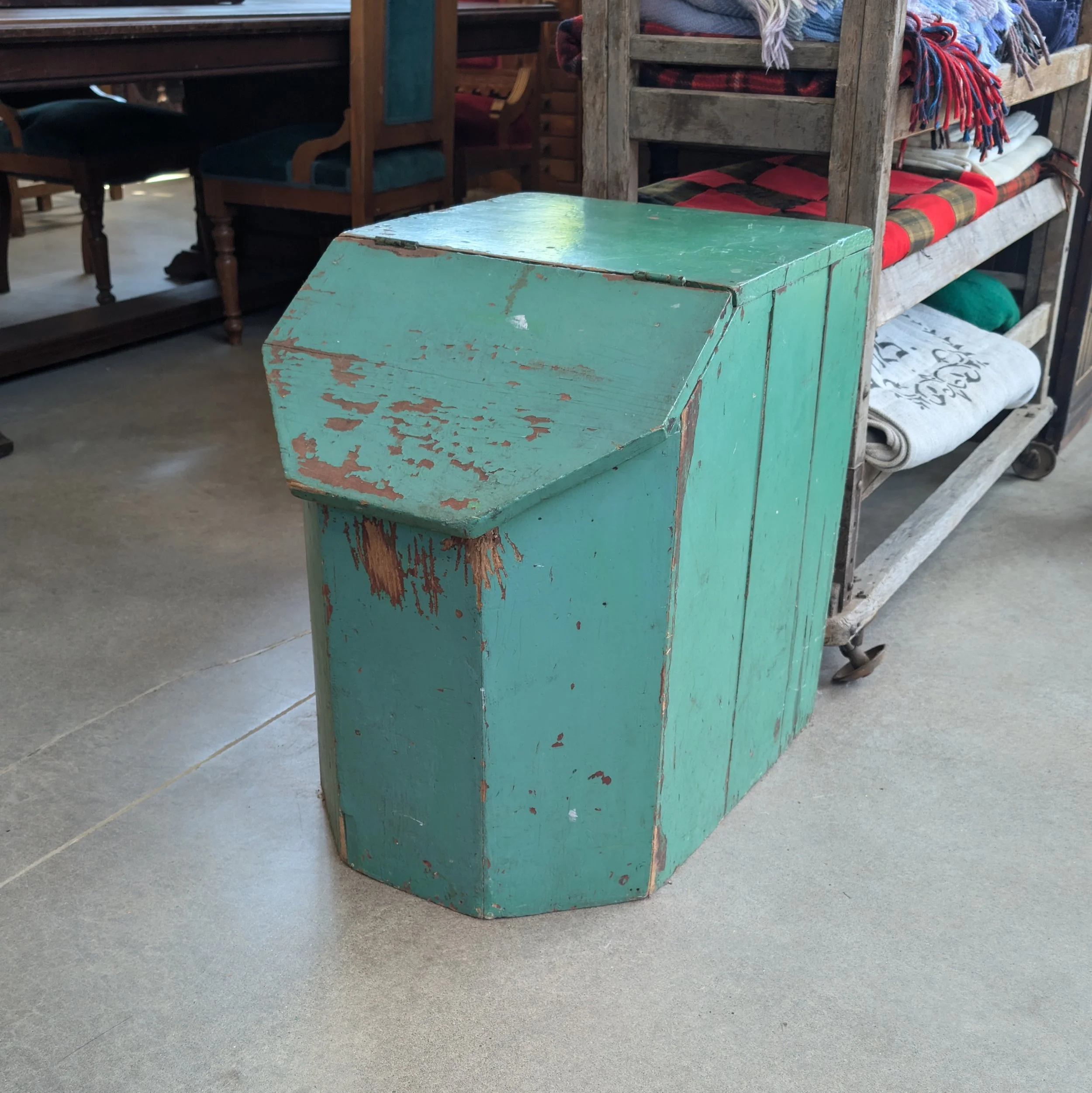 Primitive Teal Grain Bin