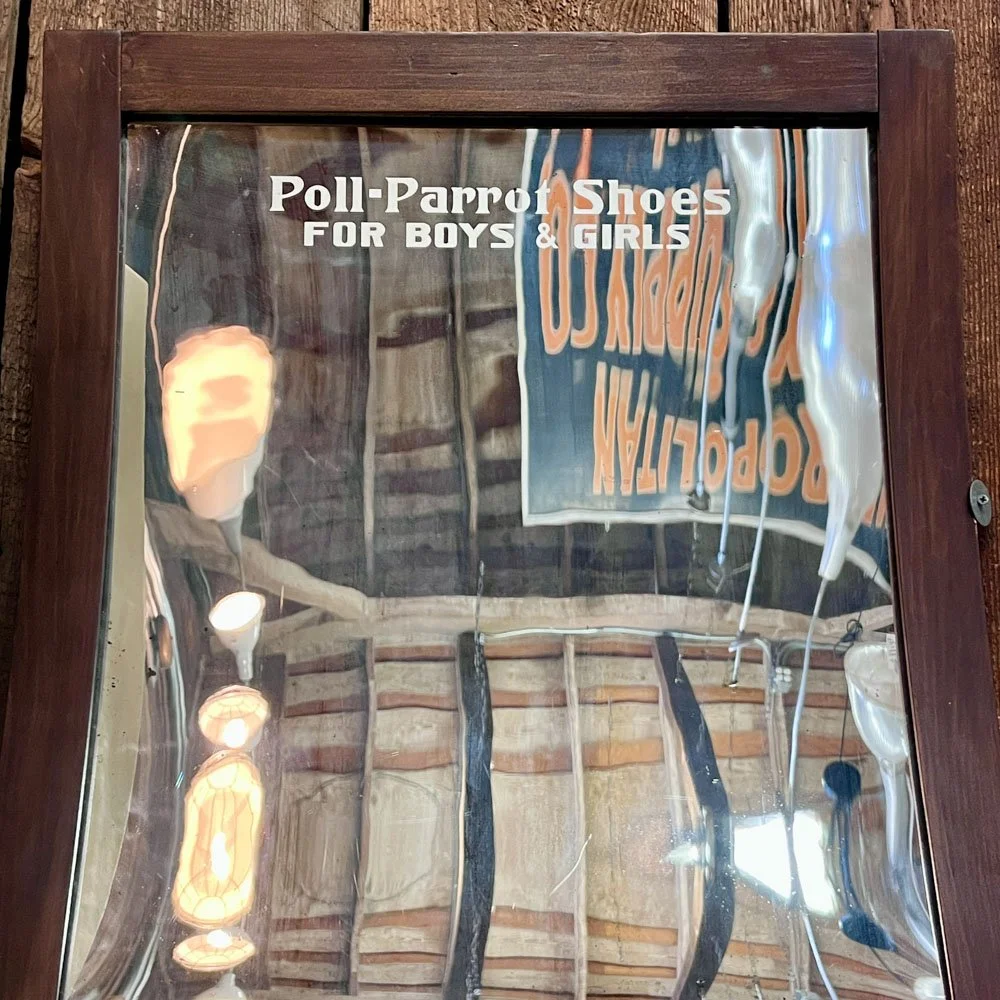 "Poll-Parrot Shoes" Funhouse Style Advertisment Mirror