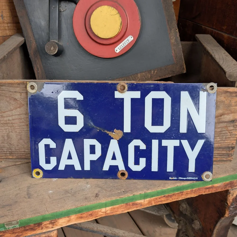 Enameled Porcelain "6 Ton Capacity" Sign