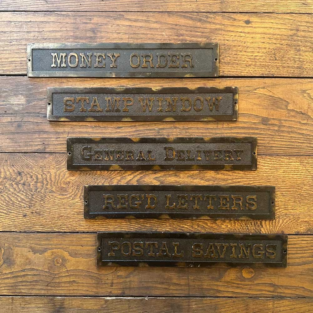 Antique Brass Postal Signs