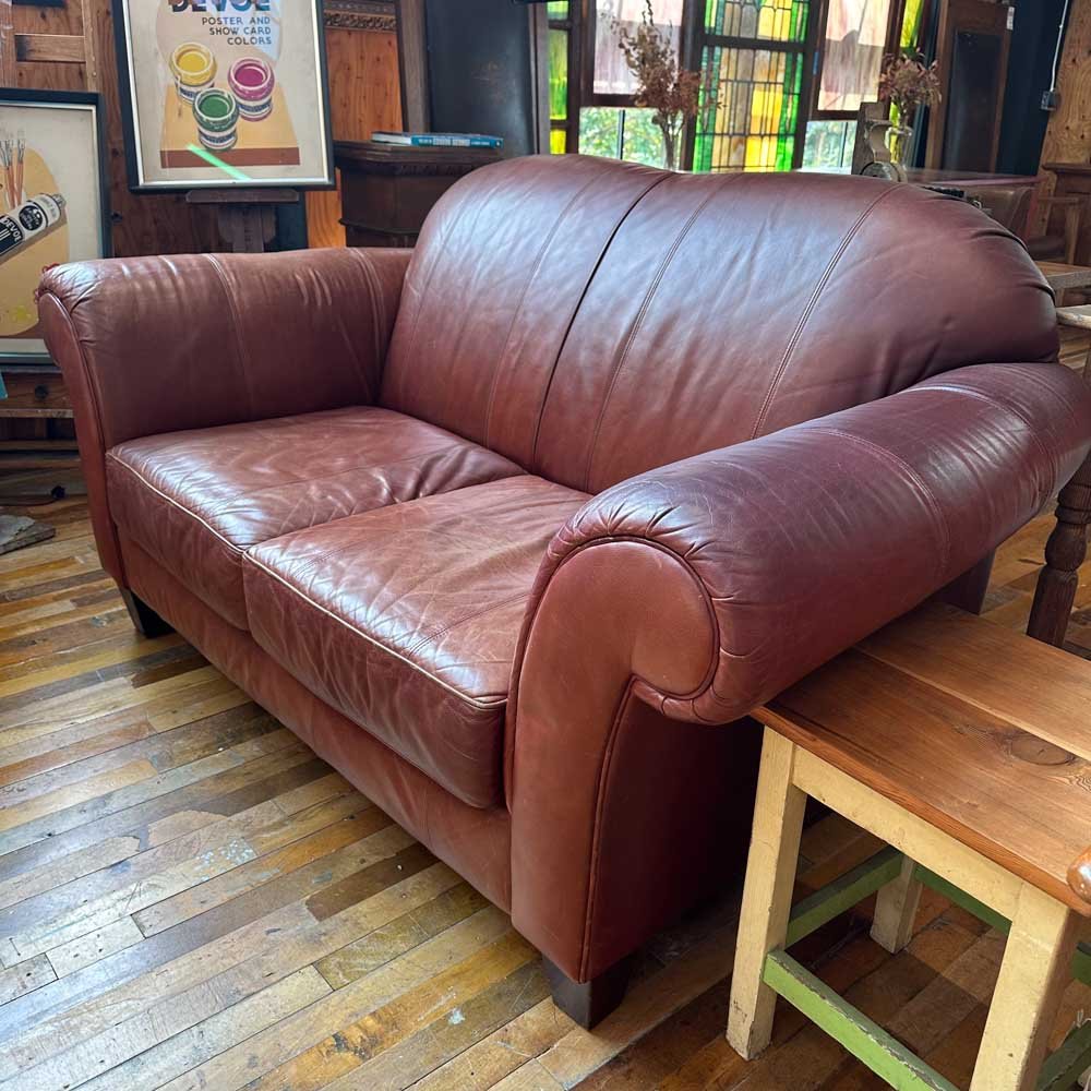 Vintage Small Leather Loveseat