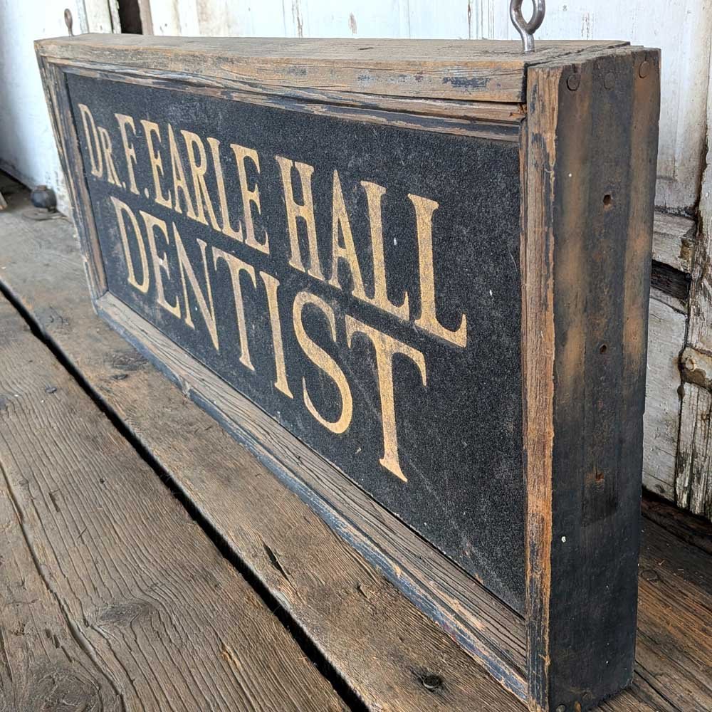 Double Sided Smaltz Dentist Sign, Dr. F Earle Hall — Aurora Mills