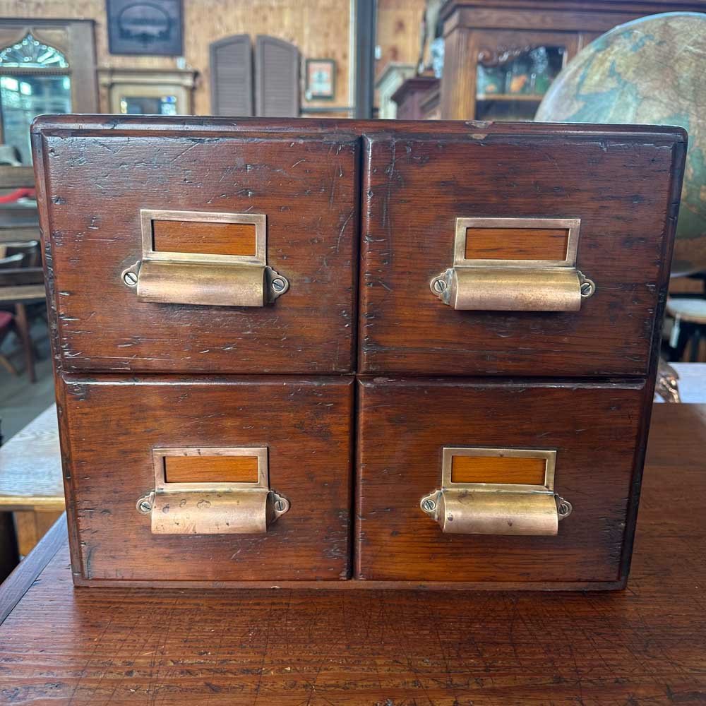 4 Drawer Card File with Brass Handles