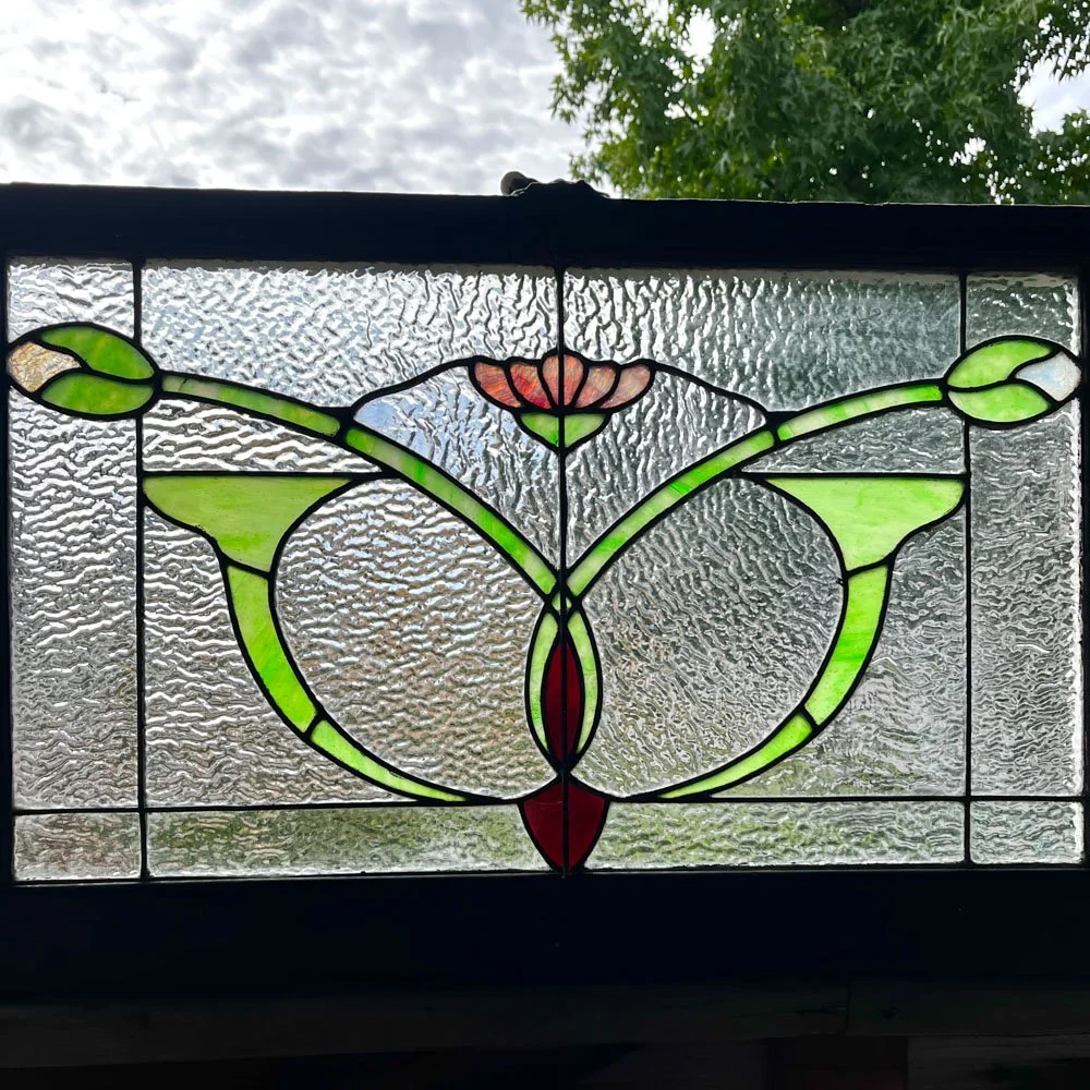 Art Nouveau Stained & Clear Glass Window