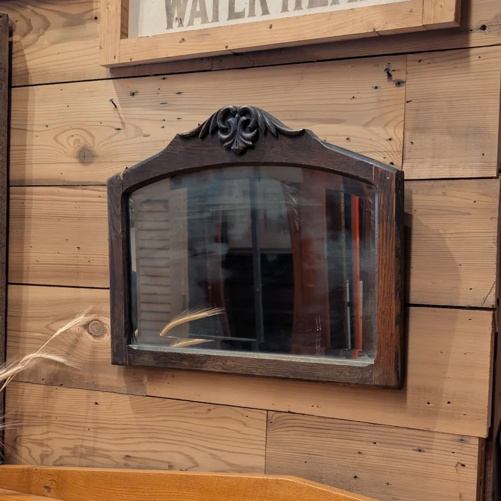 Arched Oak Beveled Mirror