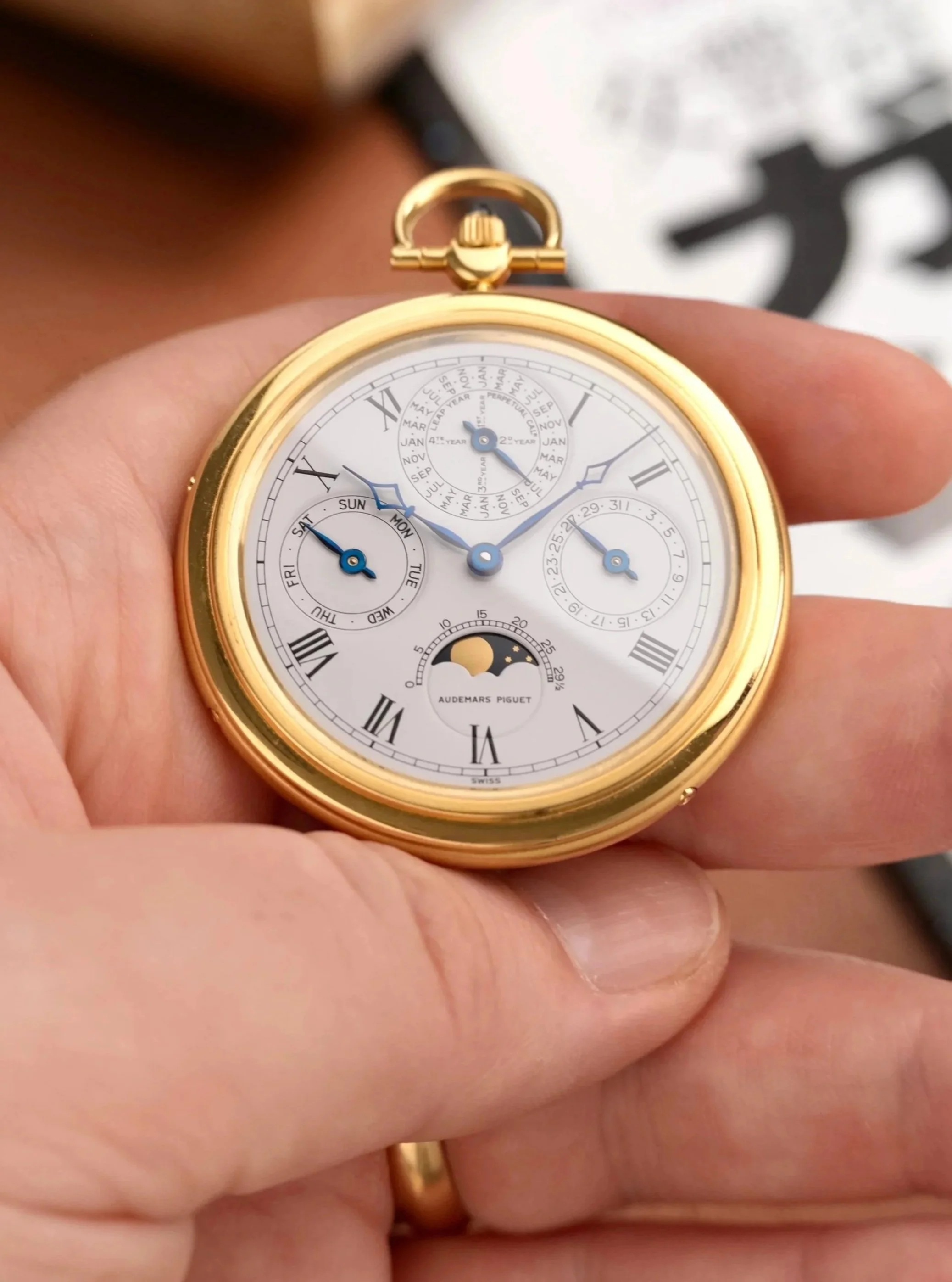1980's Audemars Piguet Quantieme Perpetuel Pocket Watch ref. 5555BA