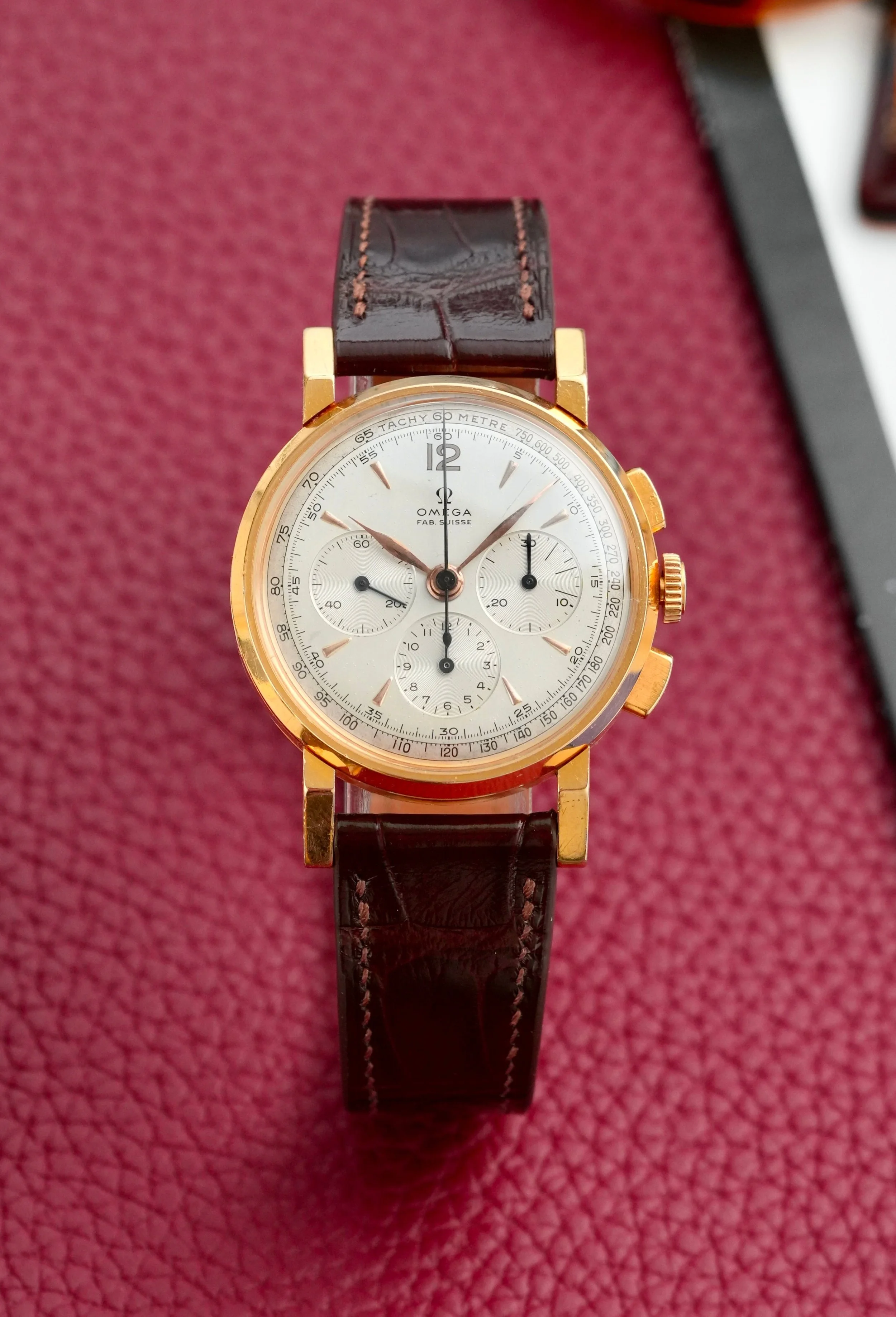 1950's Omega Chronograph French Market w/ cal. 321 18K PG