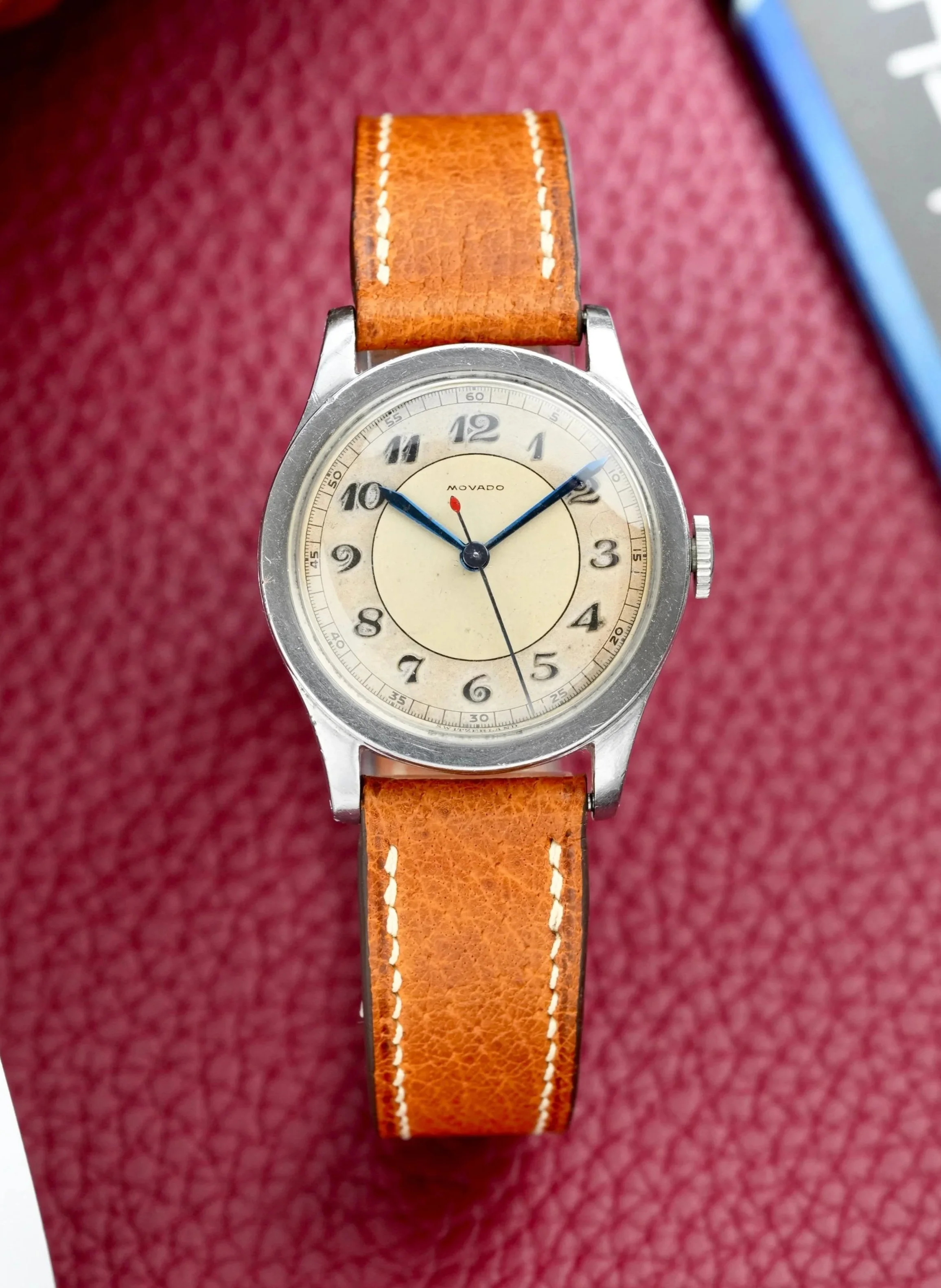 1940's Movado Steel Calatrava w/ Two-Tone Applied Breguet Dial