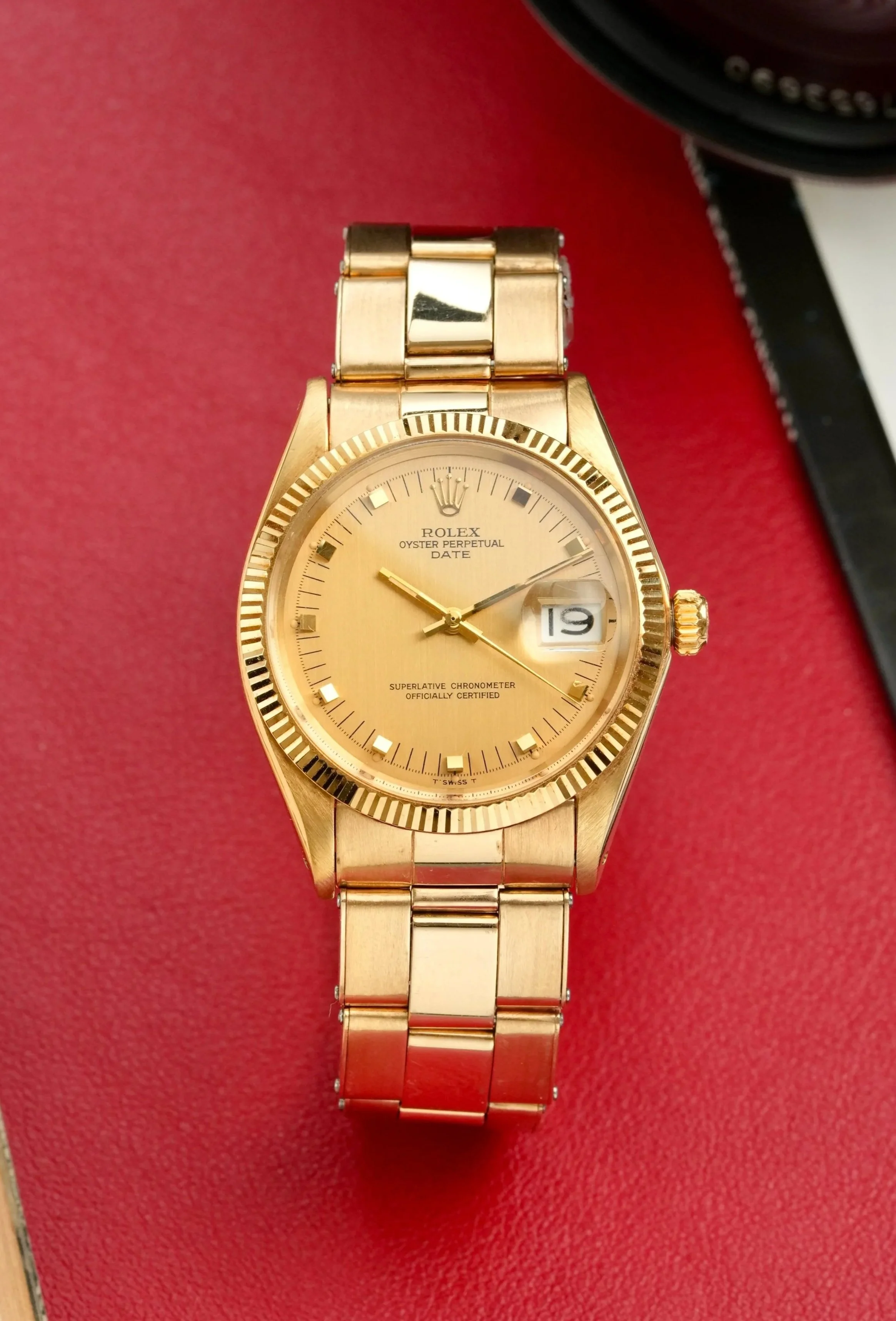 1970's Rolex Oyster Perpetual Date 14K YG "Door Stop" Dial