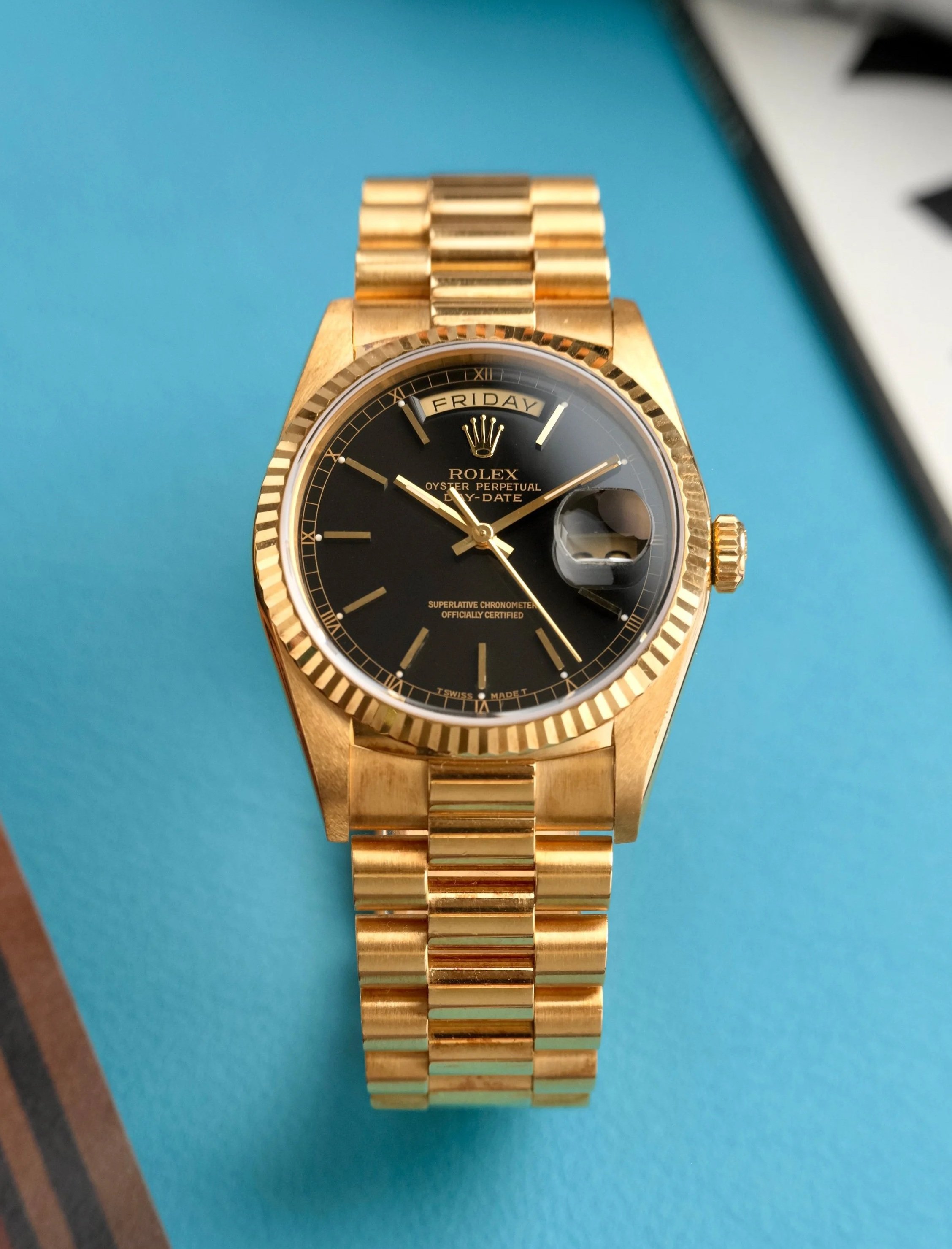1980's Rolex Day-Date ref. 18238 w/ Black Dial *Unpolished*