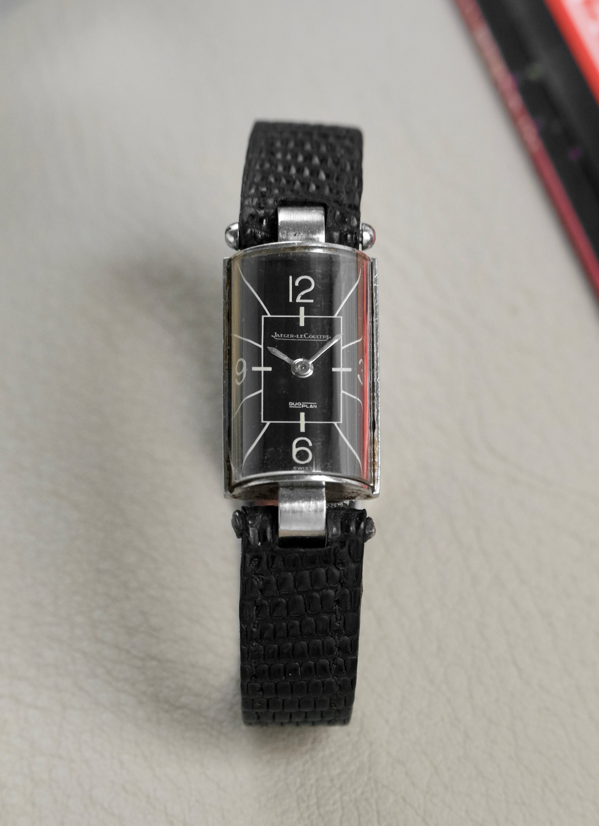 1940's Jaeger-LeCoultre DuoPlan Cylinder in Steel w/ Black Sector Dial