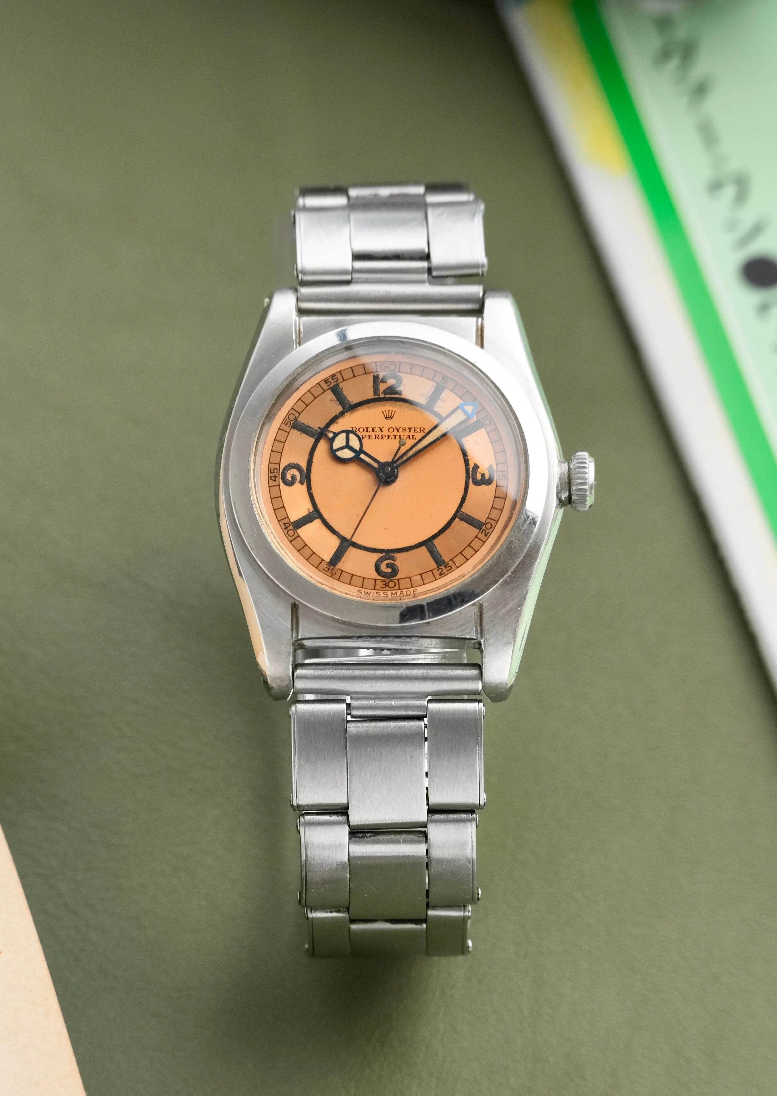 1940's Rolex Oyster Perpetual "Bubbleback" ref. 2940 w/ Two-Tone Salmon Sector Dial