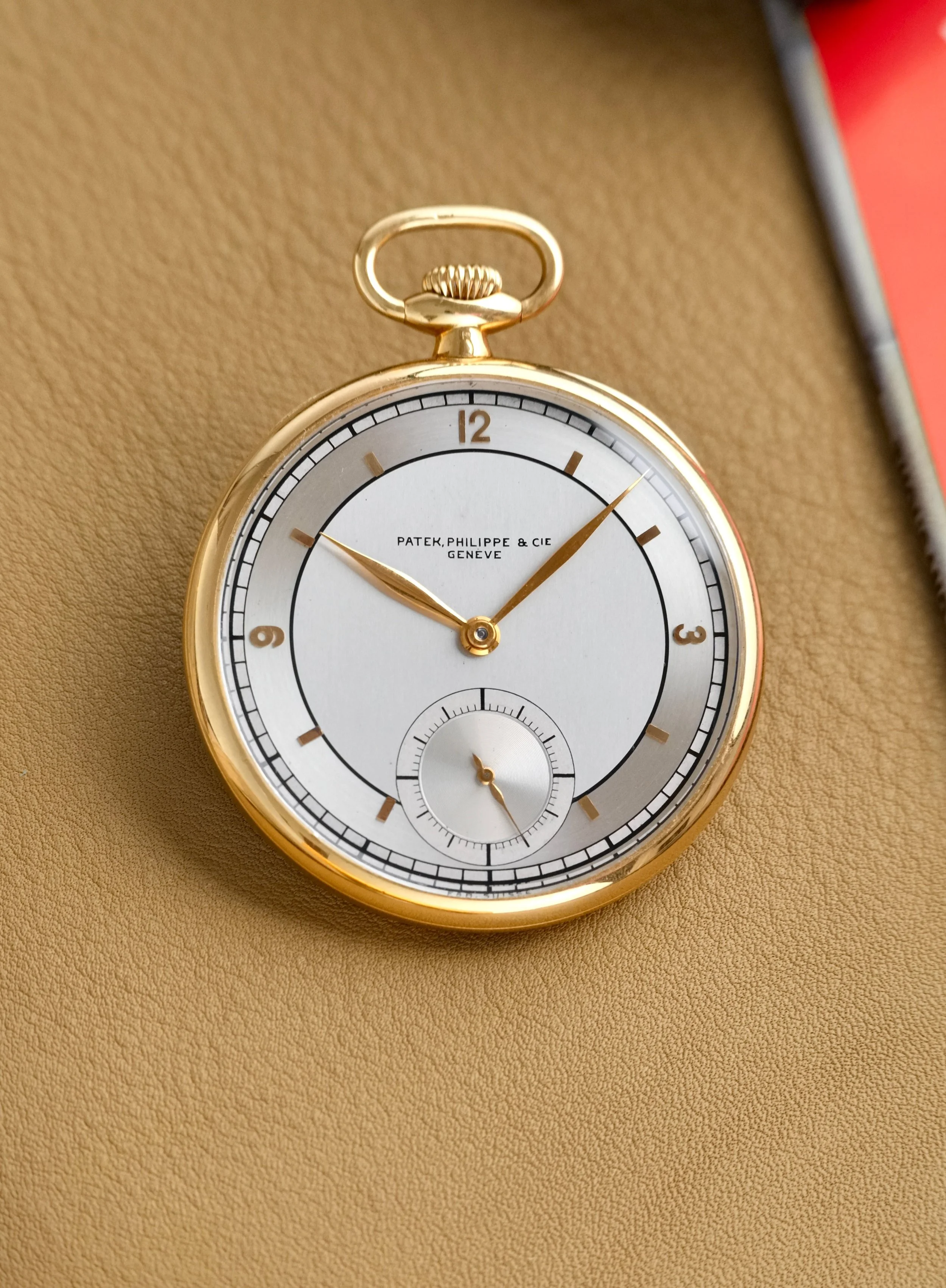 1930's Patek Philippe Two-Tone Half-Sector Dial Pocket Watch 18K YG w/ Extract