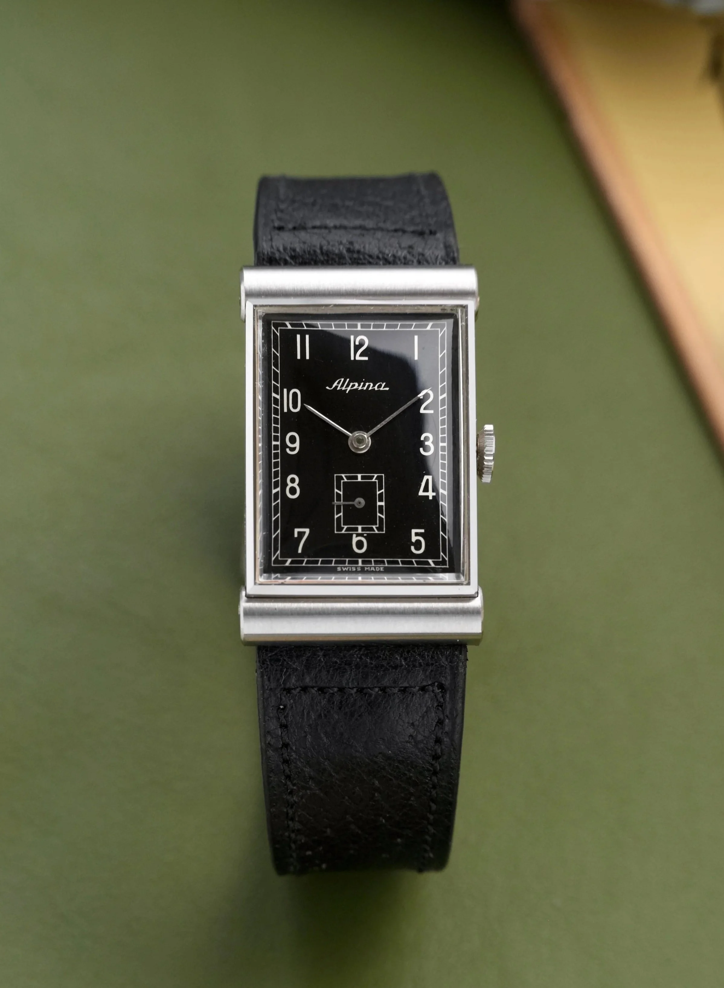 1940's Alpina Tank w/ Black Gilt Dial *New Old Stock*